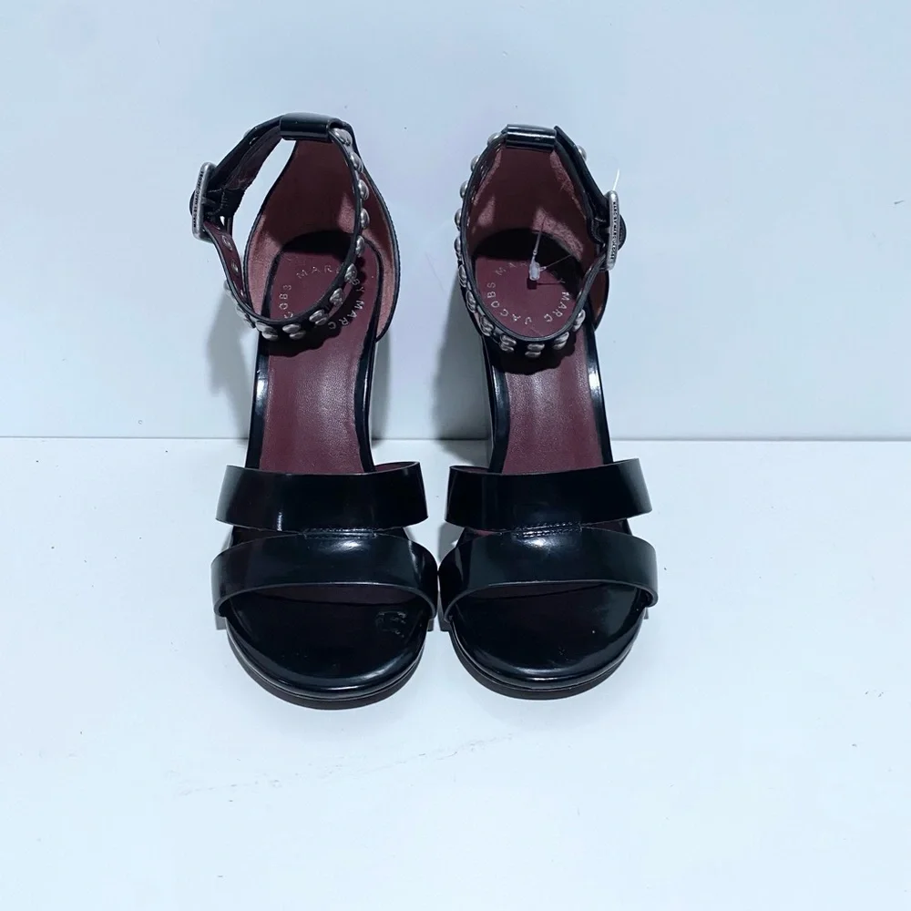 Marc Jacobs Jamie‎ Stud Strap Half Moon Sandal Hight Heel Shoes 36